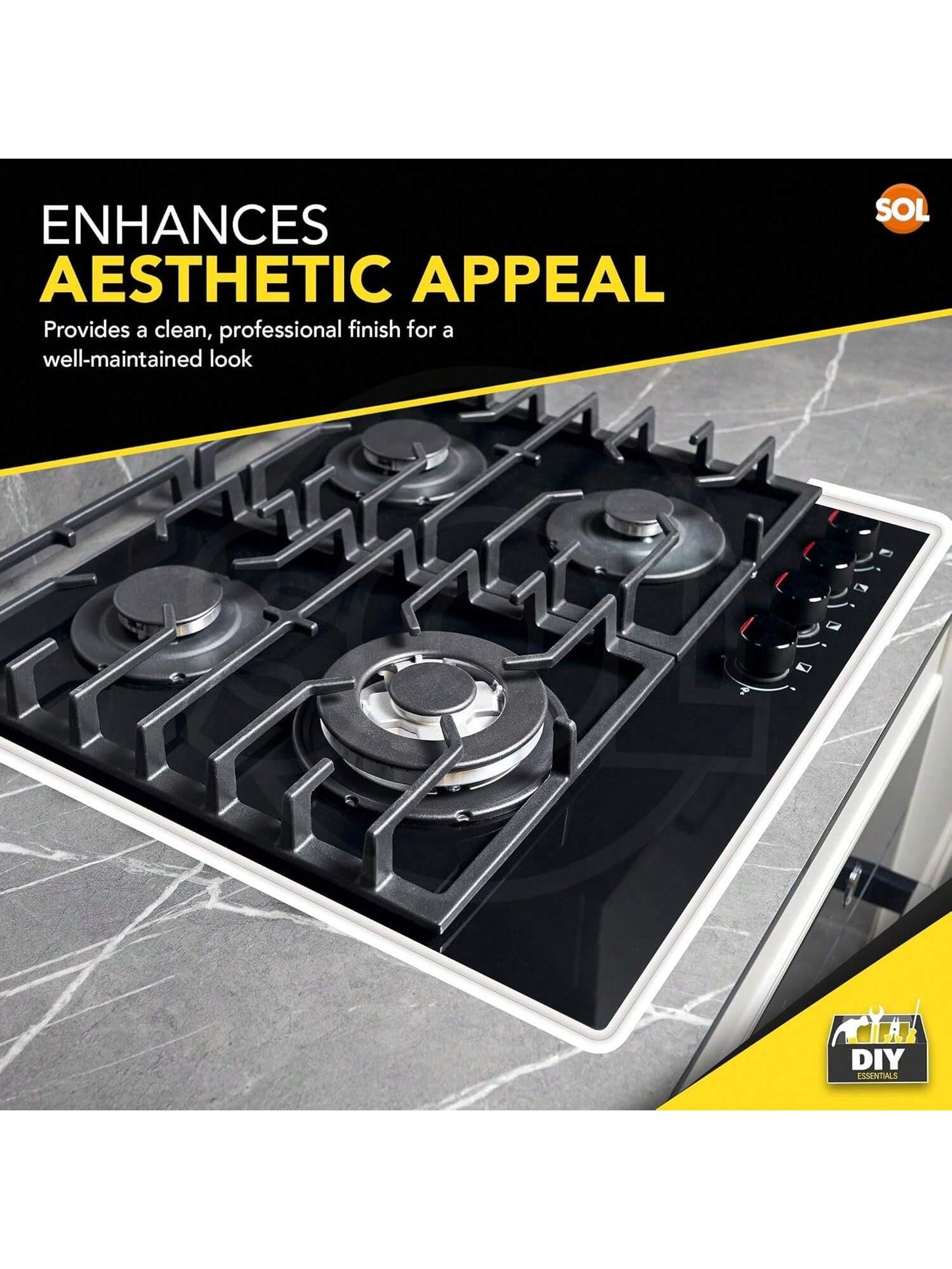 SOL 7m Roll Universal Sealing Tape For Home & Bathroom – Waterproof Shower Seal Strip – White Bathroom Sealant – Self-Adhesive Caulk Tape For Bathtubs, Sinks & Kitchen Counters