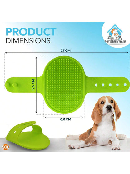 SOL 2pk Dog Grooming Brush For Pets, 12.5 X 8.6cm Soft Silicone Bristle Dog & Puppy Brush, Hand Strap Design For Secure & Comfortable Use, Lightweight, Easy To Handle & Clean, Ideal For Massage & Bath