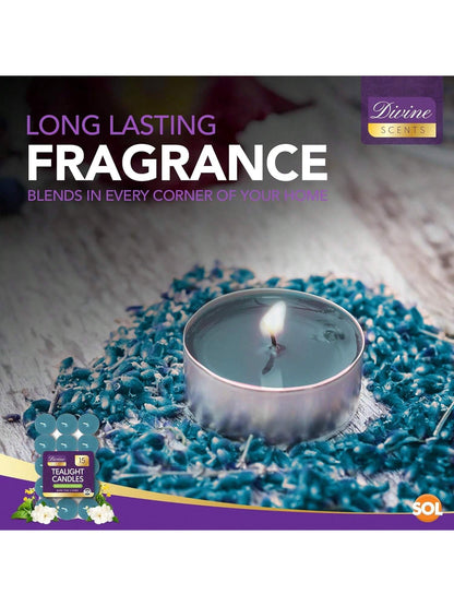 SOL 15pk Tea Light Candles Mountain Spring – 3.5 Hour Burn Time, Scented Tea Lights With A Refreshing Fragrance - Ideal For Home, Relaxation, Romantic Dinners, Weddings, Festive Decor, Cosy Evenings