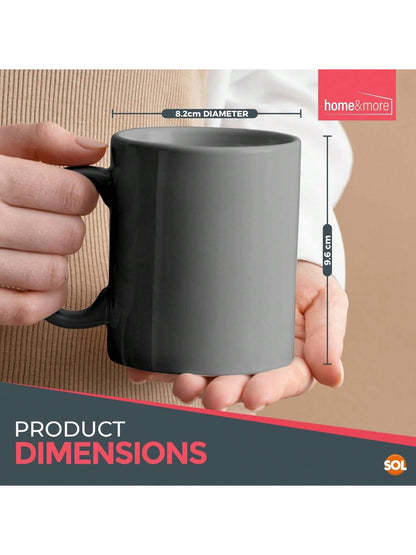 SOL Grey Mugs Set Of 12 – 330ml Coffee And Tea Cups – Durable Ceramic Drinkware For Hot Beverages, Latte, Cappuccino, Office, Home, Café, Microwave And Dishwasher Friendly