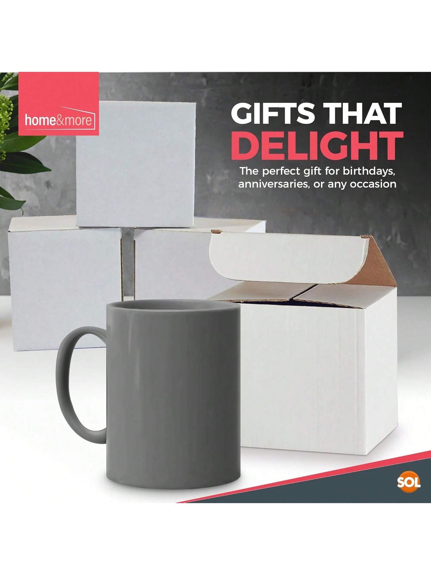 SOL Grey Mugs Set Of 12 – 330ml Coffee And Tea Cups – Durable Ceramic Drinkware For Hot Beverages, Latte, Cappuccino, Office, Home, Café, Microwave And Dishwasher Friendly