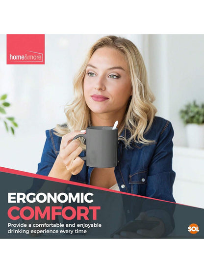 SOL Grey Mugs Set Of 12 – 330ml Coffee And Tea Cups – Durable Ceramic Drinkware For Hot Beverages, Latte, Cappuccino, Office, Home, Café, Microwave And Dishwasher Friendly