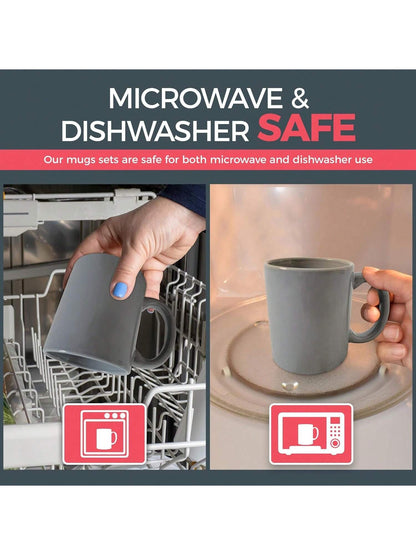 SOL Grey Mugs Set Of 12 – 330ml Coffee And Tea Cups – Durable Ceramic Drinkware For Hot Beverages, Latte, Cappuccino, Office, Home, Café, Microwave And Dishwasher Friendly