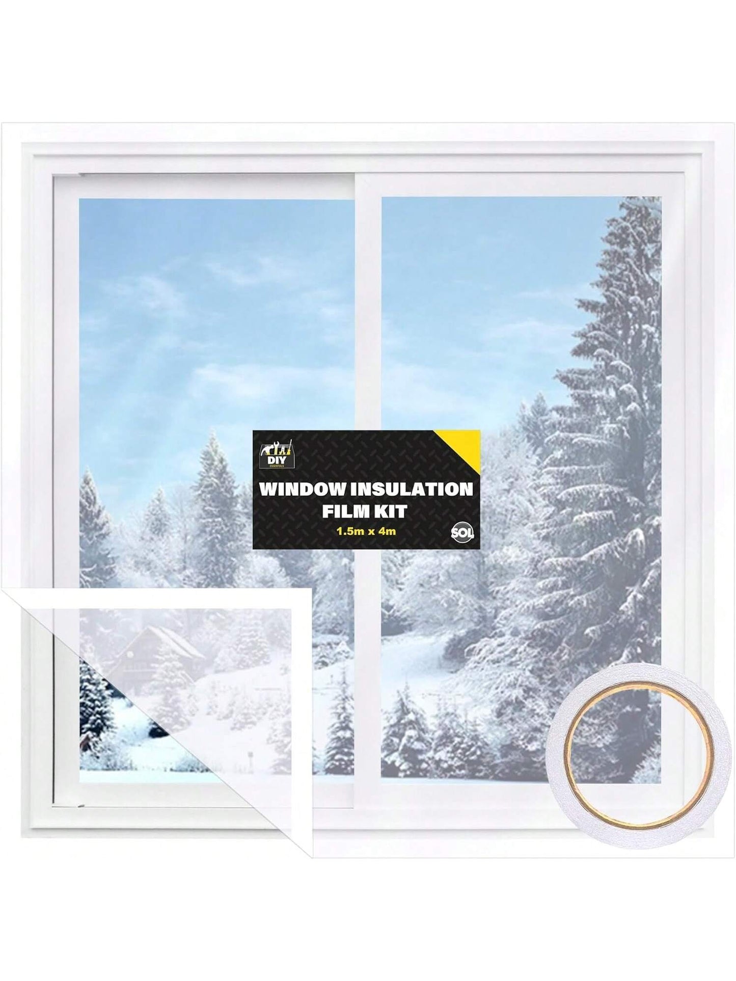 SOL 1.5m X 4m Window Insulation Film Kit – Thermal Control For Summer & Winter – Heat Blocking, UV Protection, Glare Reduction, Sun Shield, Draft Excluder & Double Glazing Insulation Film