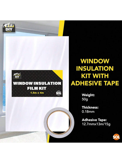 SOL 1.5m X 4m Window Insulation Film Kit – Thermal Control For Summer & Winter – Heat Blocking, UV Protection, Glare Reduction, Sun Shield, Draft Excluder & Double Glazing Insulation Film