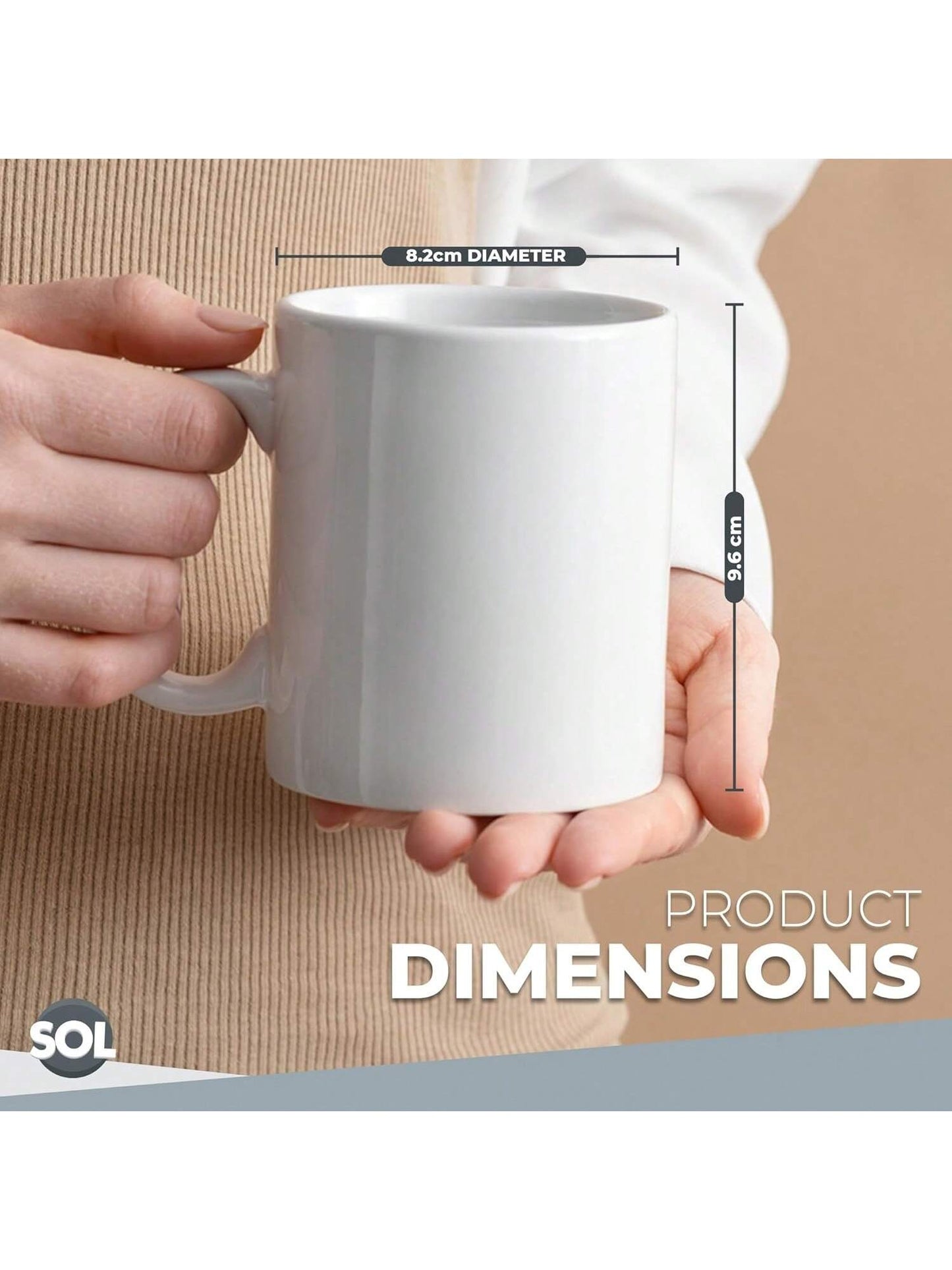 SOL 12pk White Mugs - 11oz 100% Lead & Cadmium Free Stoneware Coffee & Tea Mugs - Perfect For Kitchens, Restaurants & Cafes, Great Gift Idea