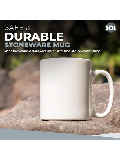 SOL 12pk White Mugs - 11oz 100% Lead & Cadmium Free Stoneware Coffee & Tea Mugs - Perfect For Kitchens, Restaurants & Cafes, Great Gift Idea