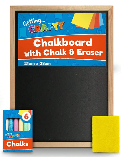 SOL Chalkboard With Chalk & Eraser Set, 21 X 28cm Small Chalkboard For Kids, Lightweight & Portable Blackboard With Wooden Frame, Wall Mounting, Ideal For Home, Office, Classrooms & Creative Drawings