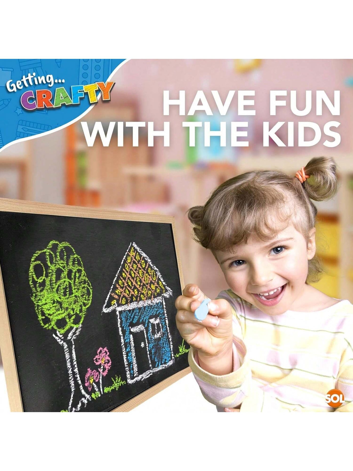 SOL Chalkboard With Chalk & Eraser Set, 21 X 28cm Small Chalkboard For Kids, Lightweight & Portable Blackboard With Wooden Frame, Wall Mounting, Ideal For Home, Office, Classrooms & Creative Drawings