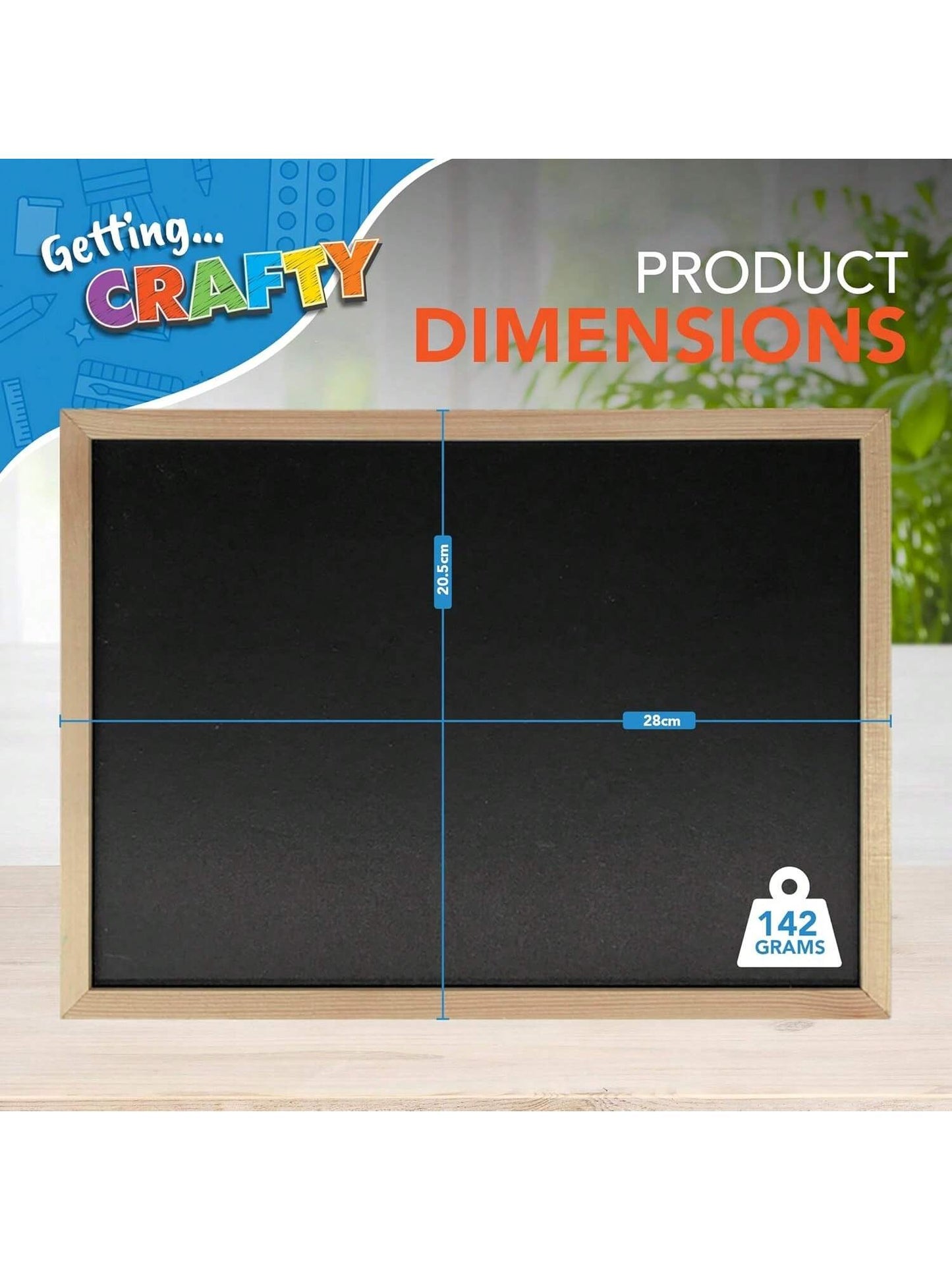 SOL Chalkboard With Chalk & Eraser Set, 21 X 28cm Small Chalkboard For Kids, Lightweight & Portable Blackboard With Wooden Frame, Wall Mounting, Ideal For Home, Office, Classrooms & Creative Drawings