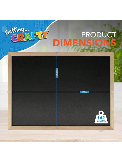 SOL Chalkboard With Chalk & Eraser Set, 21 X 28cm Small Chalkboard For Kids, Lightweight & Portable Blackboard With Wooden Frame, Wall Mounting, Ideal For Home, Office, Classrooms & Creative Drawings