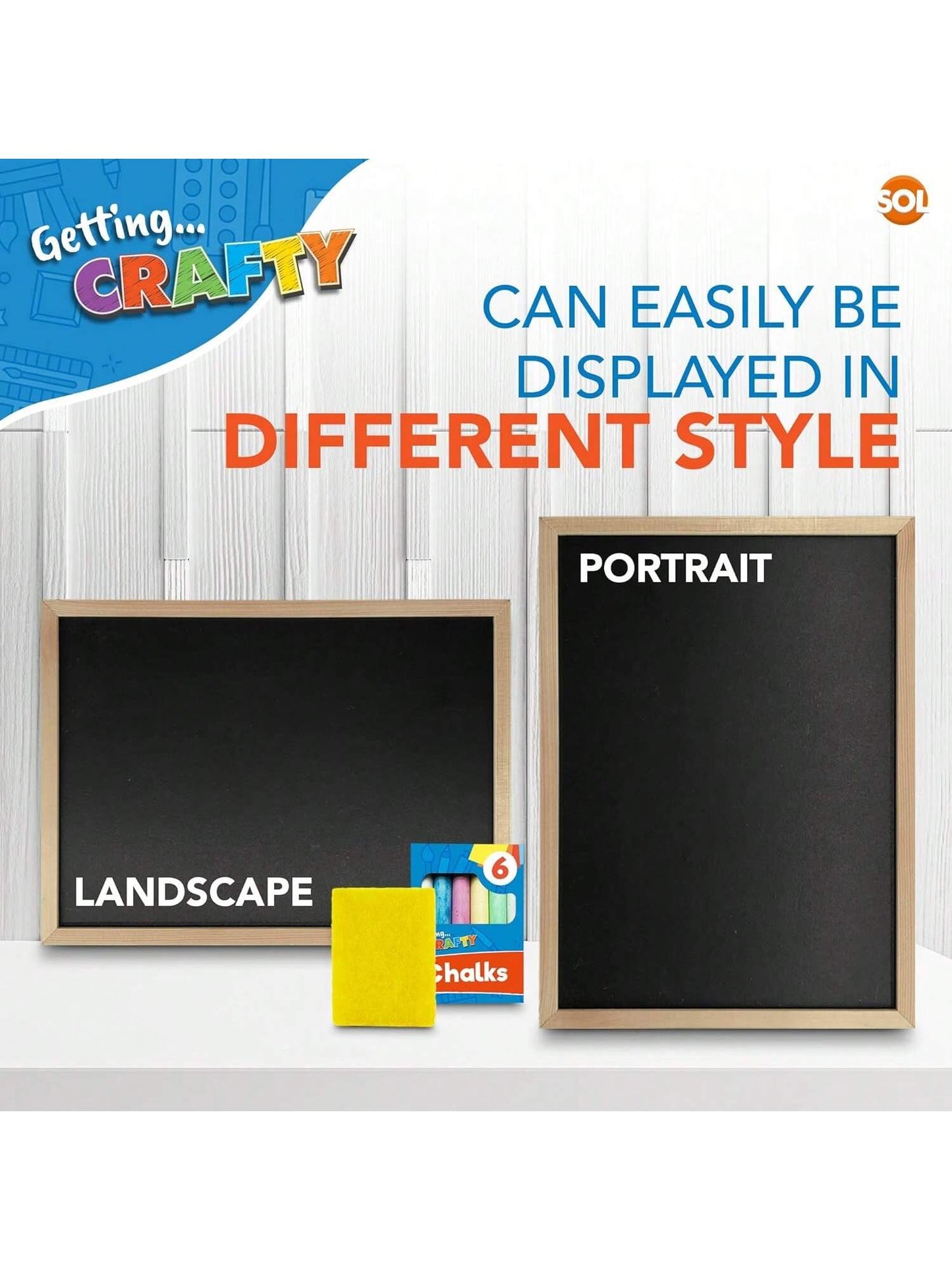 SOL Chalkboard With Chalk & Eraser Set, 21 X 28cm Small Chalkboard For Kids, Lightweight & Portable Blackboard With Wooden Frame, Wall Mounting, Ideal For Home, Office, Classrooms & Creative Drawings
