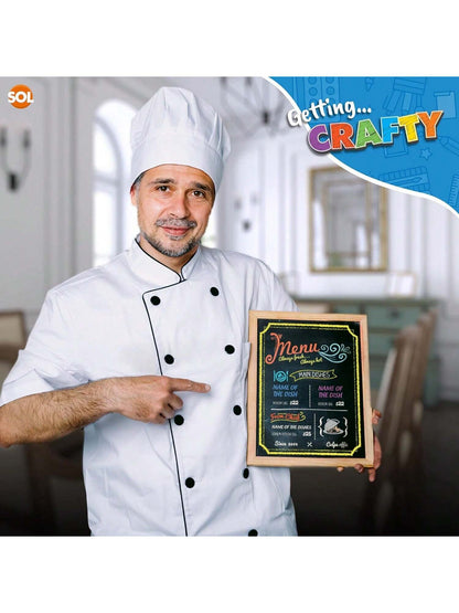 SOL Chalkboard With Chalk & Eraser Set, 21 X 28cm Small Chalkboard For Kids, Lightweight & Portable Blackboard With Wooden Frame, Wall Mounting, Ideal For Home, Office, Classrooms & Creative Drawings