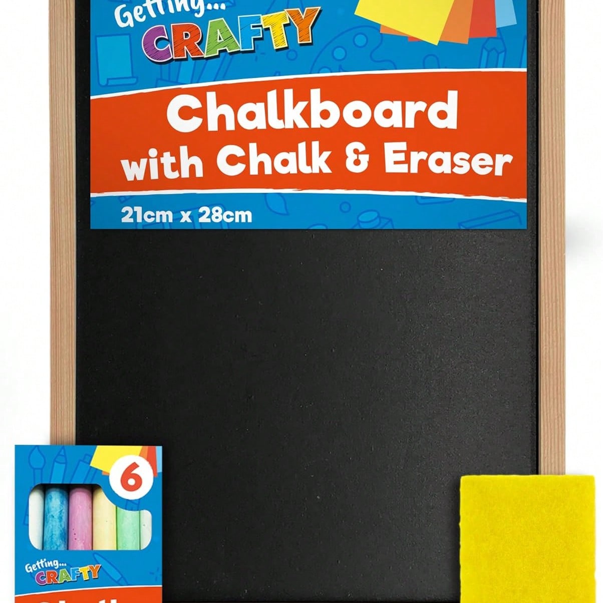 SOL Chalkboard With Chalk & Eraser Set, 21 X 28cm Small Chalkboard For Kids, Lightweight & Portable Blackboard With Wooden Frame, Wall Mounting, Ideal For Home, Office, Classrooms & Creative Drawings