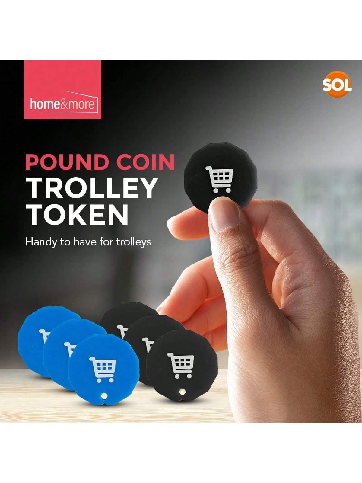 SOL 6pk Shopping Trolley Token – Acrylic Pound Coin Trolley Token For Supermarket Cart & Gym Locker – Lightweight – Can Fit To New Trolleys & Lockers