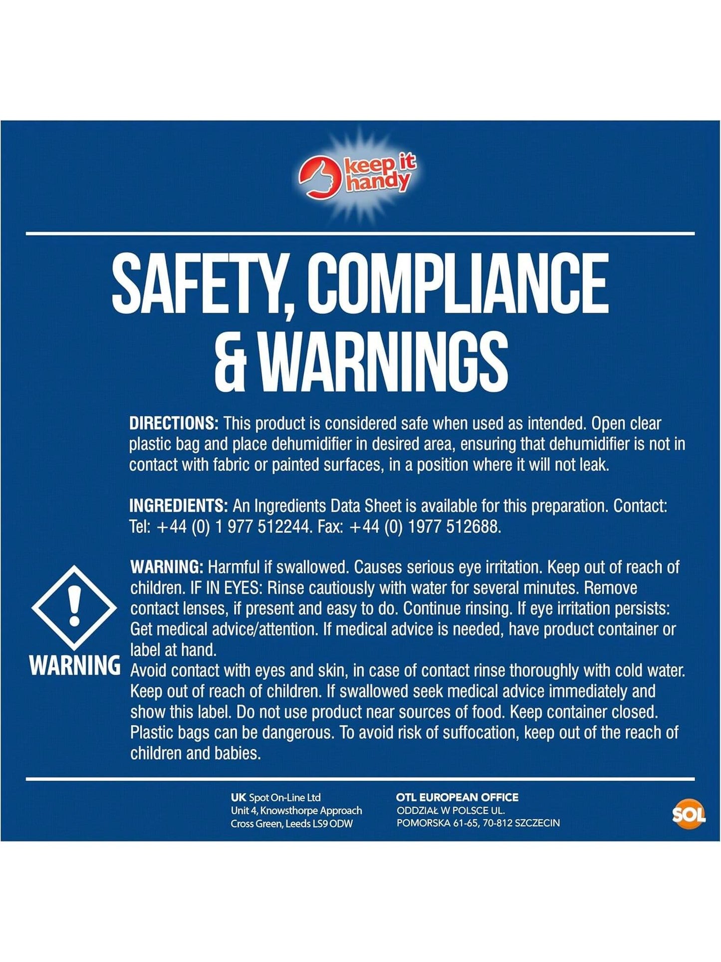 SOL 24pk Dehumidifier Bags - Interior Dehumidifiers Disposable For Home, Wardrobe & Car - Moisture Absorbers With Damp Control & Odor Removal - Compact & Portable - Fits In Small Area