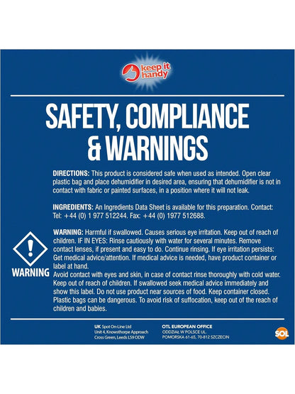 SOL 24pk Dehumidifier Bags - Interior Dehumidifiers Disposable For Home, Wardrobe & Car - Moisture Absorbers With Damp Control & Odor Removal - Compact & Portable - Fits In Small Area