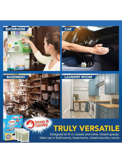 SOL 24pk Dehumidifier Bags - Interior Dehumidifiers Disposable For Home, Wardrobe & Car - Moisture Absorbers With Damp Control & Odor Removal - Compact & Portable - Fits In Small Area