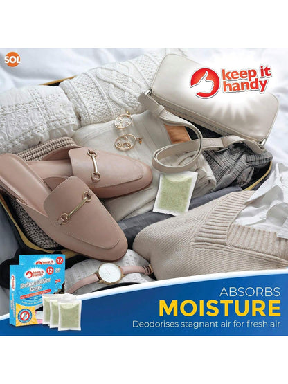 SOL 24pk Dehumidifier Bags - Interior Dehumidifiers Disposable For Home, Wardrobe & Car - Moisture Absorbers With Damp Control & Odor Removal - Compact & Portable - Fits In Small Area