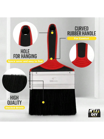 SOL 4 Inch Paint Brush - Fence Paint Brush For Interior And Exterior - Ideal For DIY, Walls, Woodwork, And Home Renovation - Soft Bristles For Smooth Finish