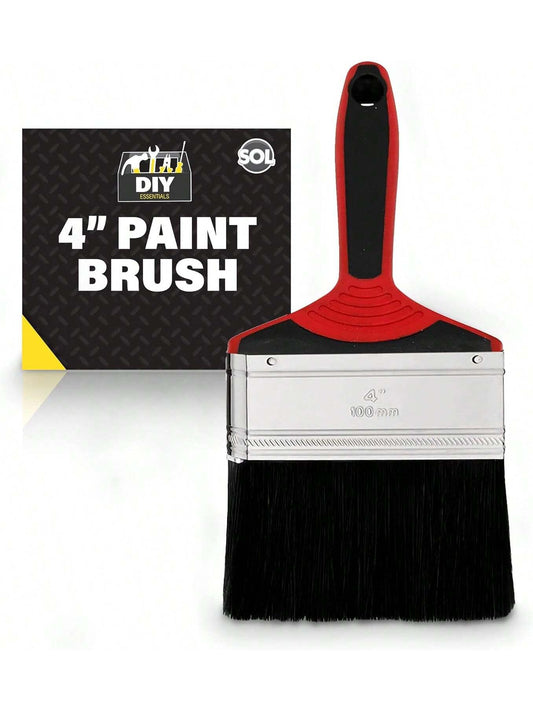 SOL 4 Inch Paint Brush - Fence Paint Brush For Interior And Exterior - Ideal For DIY, Walls, Woodwork, And Home Renovation - Soft Bristles For Smooth Finish