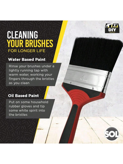 SOL 4 Inch Paint Brush - Fence Paint Brush For Interior And Exterior - Ideal For DIY, Walls, Woodwork, And Home Renovation - Soft Bristles For Smooth Finish