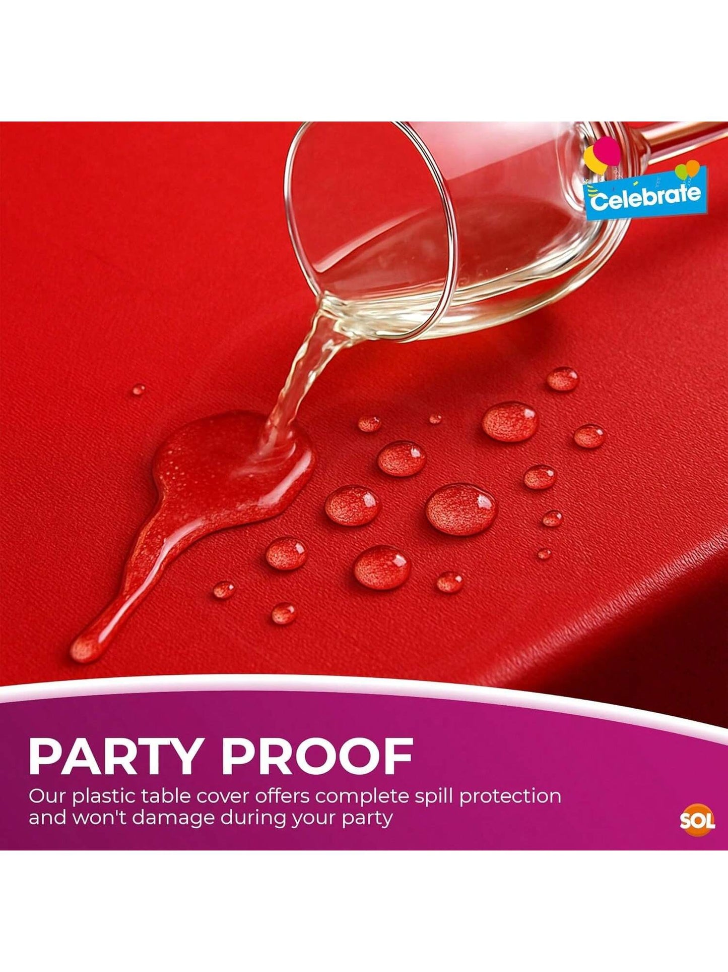 SOL 2pk Long Red Table Cloth Party 274x137cm Plastic Cover Disposable Tablecloths For Parties - Spill Protection - Great For Weddings, Buffets, Catering, Restaurants, Outdoor Events & Celebrations
