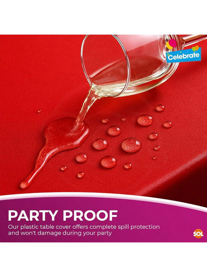 SOL 2pk Long Red Table Cloth Party 274x137cm Plastic Cover Disposable Tablecloths For Parties - Spill Protection - Great For Weddings, Buffets, Catering, Restaurants, Outdoor Events & Celebrations