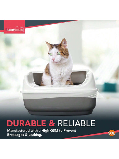 SOL 10pk Extra Large Cat Litter Tray Liners, 56cm X 70cm Thick Leak Proof Litter Bags, Tear-Resistant And Leak Proof Design For Easy Cleanup, Fit To Small To Large Cat Tray, Effortless Setup & Removal