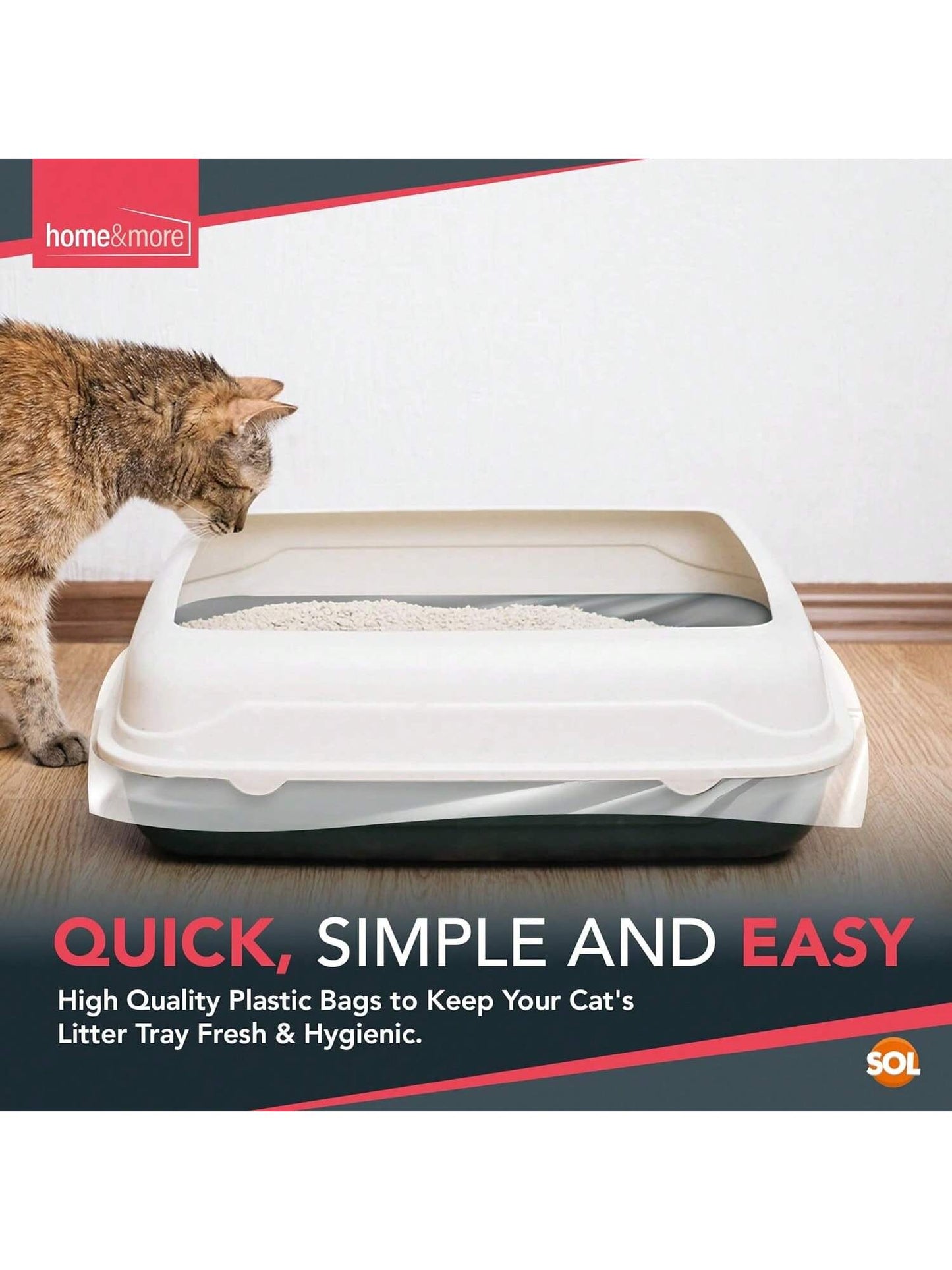 SOL 10pk Extra Large Cat Litter Tray Liners, 56cm X 70cm Thick Leak Proof Litter Bags, Tear-Resistant And Leak Proof Design For Easy Cleanup, Fit To Small To Large Cat Tray, Effortless Setup & Removal