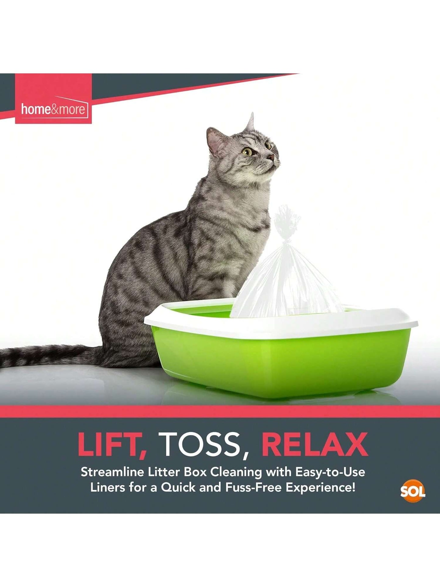 SOL 10pk Extra Large Cat Litter Tray Liners, 56cm X 70cm Thick Leak Proof Litter Bags, Tear-Resistant And Leak Proof Design For Easy Cleanup, Fit To Small To Large Cat Tray, Effortless Setup & Removal