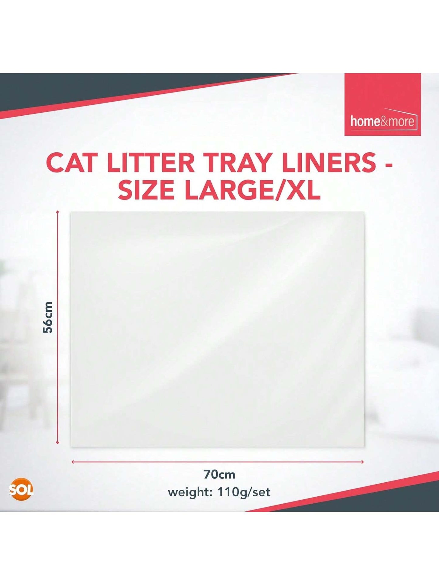 SOL 10pk Extra Large Cat Litter Tray Liners, 56cm X 70cm Thick Leak Proof Litter Bags, Tear-Resistant And Leak Proof Design For Easy Cleanup, Fit To Small To Large Cat Tray, Effortless Setup & Removal