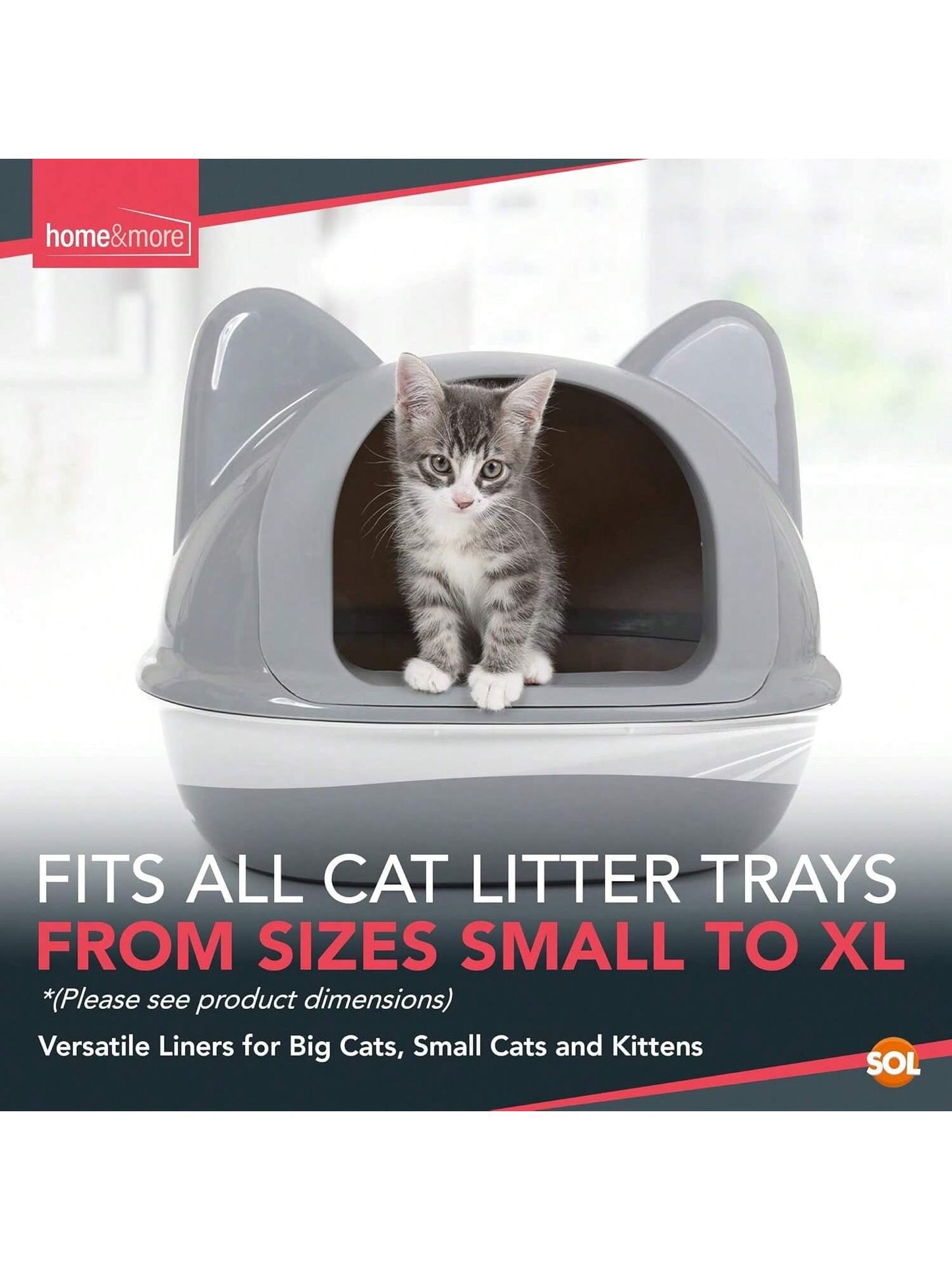 SOL 10pk Extra Large Cat Litter Tray Liners, 56cm X 70cm Thick Leak Proof Litter Bags, Tear-Resistant And Leak Proof Design For Easy Cleanup, Fit To Small To Large Cat Tray, Effortless Setup & Removal