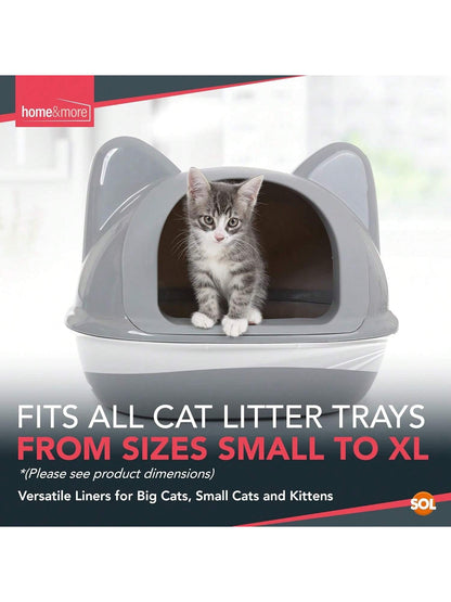 SOL 10pk Extra Large Cat Litter Tray Liners, 56cm X 70cm Thick Leak Proof Litter Bags, Tear-Resistant And Leak Proof Design For Easy Cleanup, Fit To Small To Large Cat Tray, Effortless Setup & Removal
