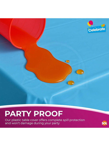 SOL 2pk Long Blue Table Cloths Party Party 274x137cm Disposable Plastic Cover. Heavy Duty Spill Protection: Opaque Design For Boys Birthdays, Christening, Communion, Gender Reveals, Weddings & Events.