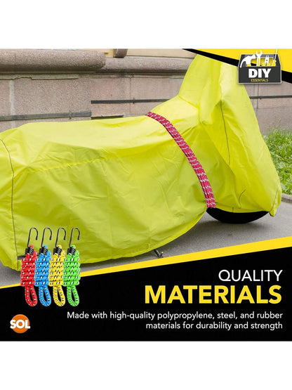 SOL 10pk Bungee Cords With Hooks - Long Adjustable Bungee Straps For Securing Loads And Bundling Items - Durable Bungees For Camping, Luggage, And Storage