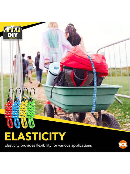 SOL 10pk Bungee Cords With Hooks - Long Adjustable Bungee Straps For Securing Loads And Bundling Items - Durable Bungees For Camping, Luggage, And Storage