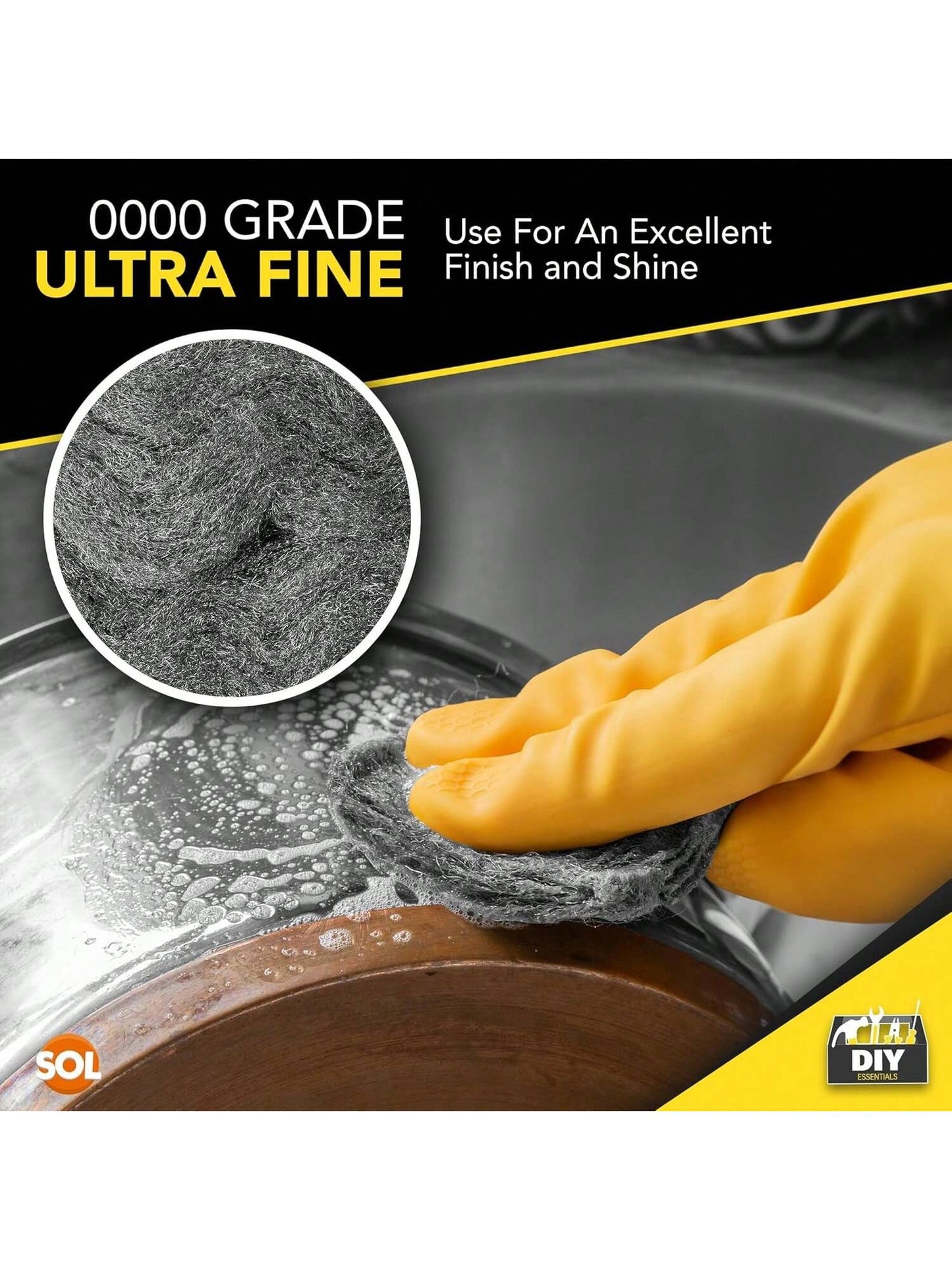 SOL 1 Meter Steel Wire Wool Pad - 1m Long X 7cm Wide - Grade 0000 - Steel Wool Mice For Polishing, Cleaning, Blocking Small Holes For Mice Rodent Control - Ultra Fine - Multipurpose