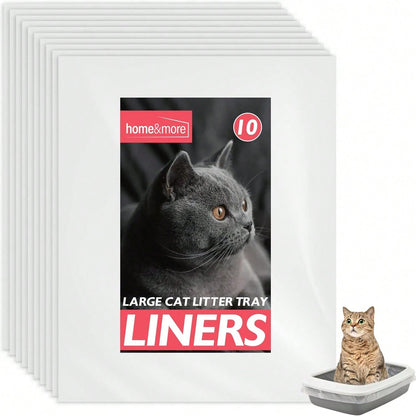 SOL 10pk Extra Large Cat Litter Tray Liners, 56cm X 70cm Thick Leak Proof Litter Bags, Tear-Resistant And Leak Proof Design For Easy Cleanup, Fit To Small To Large Cat Tray, Effortless Setup & Removal
