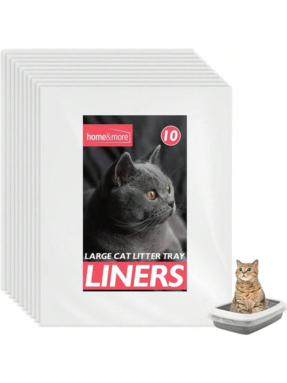 SOL 10pk Extra Large Cat Litter Tray Liners, 56cm X 70cm Thick Leak Proof Litter Bags, Tear-Resistant And Leak Proof Design For Easy Cleanup, Fit To Small To Large Cat Tray, Effortless Setup & Removal