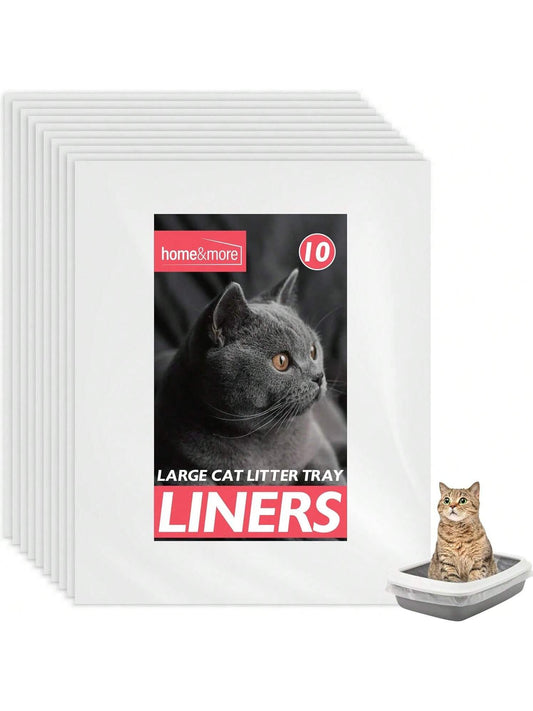 SOL 10pk Extra Large Cat Litter Tray Liners, 56cm X 70cm Thick Leak Proof Litter Bags, Tear-Resistant And Leak Proof Design For Easy Cleanup, Fit To Small To Large Cat Tray, Effortless Setup & Removal