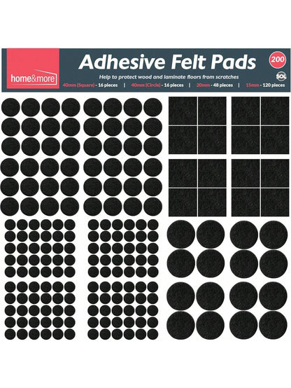 SOL 200pk Felt Pad For Furniture Feet – Felt Floor Protectors For Chairs & Furniture Legs – Chair Leg Floor Protectors To Protect Hardwood Floors