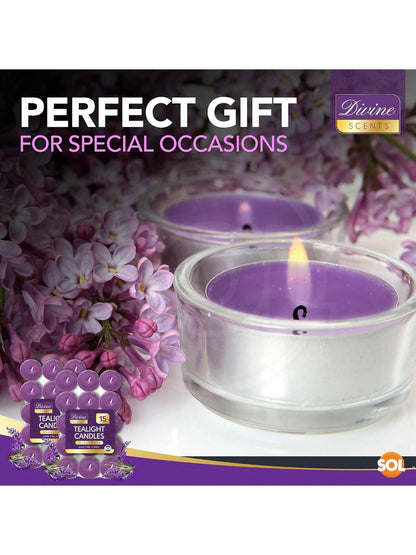 SOL 60pk Tea Light Candles Wild Lavenders – 3.5 Hour Burn Time, Scented Tea Lights Candles, Long-Lasting And Ideal Home Decor, Relaxation, Romantic Dinners, Weddings, Cosy Evenings & Special Occasion