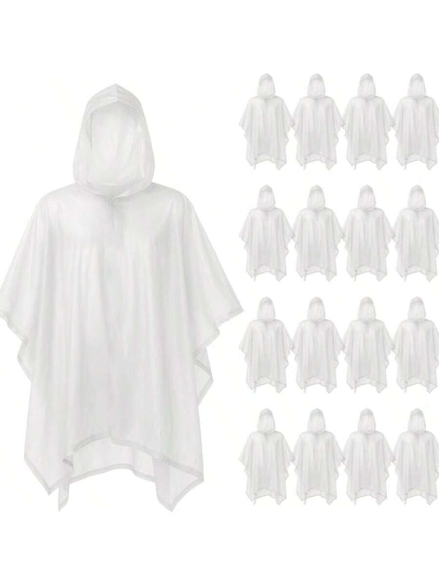 SOL 16pk Rain Poncho, Clear Waterproof Coats, Raincoats, And Capes For Adults, Women, And Men, Disposable Plastic Rain Cover, Compact And Portable, Ideal For Travel, Festivals, And Outdoor Events