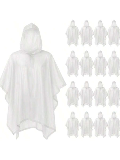 SOL 16pk Rain Poncho, Clear Waterproof Coats, Raincoats, And Capes For Adults, Women, And Men, Disposable Plastic Rain Cover, Compact And Portable, Ideal For Travel, Festivals, And Outdoor Events