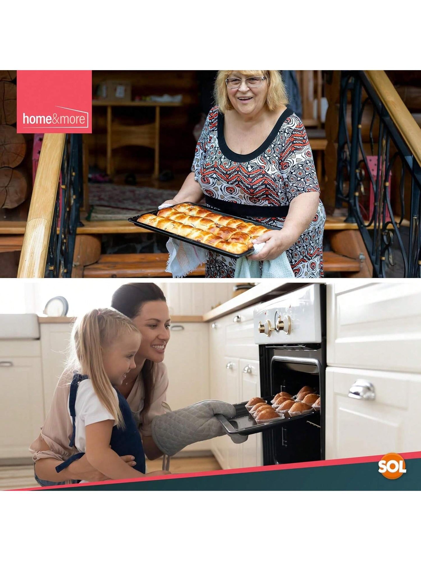 SOL 2pk Everyday Oven Tray – 38x25cm Non-Stick Stainless Steel Roasting And Baking Trays – Heavy-Duty Cookware For Everyday Meals – Dishwasher – Oven And Freezer Friendly