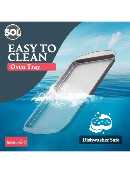 SOL 2pk Everyday Oven Tray – 38x25cm Non-Stick Stainless Steel Roasting And Baking Trays – Heavy-Duty Cookware For Everyday Meals – Dishwasher – Oven And Freezer Friendly