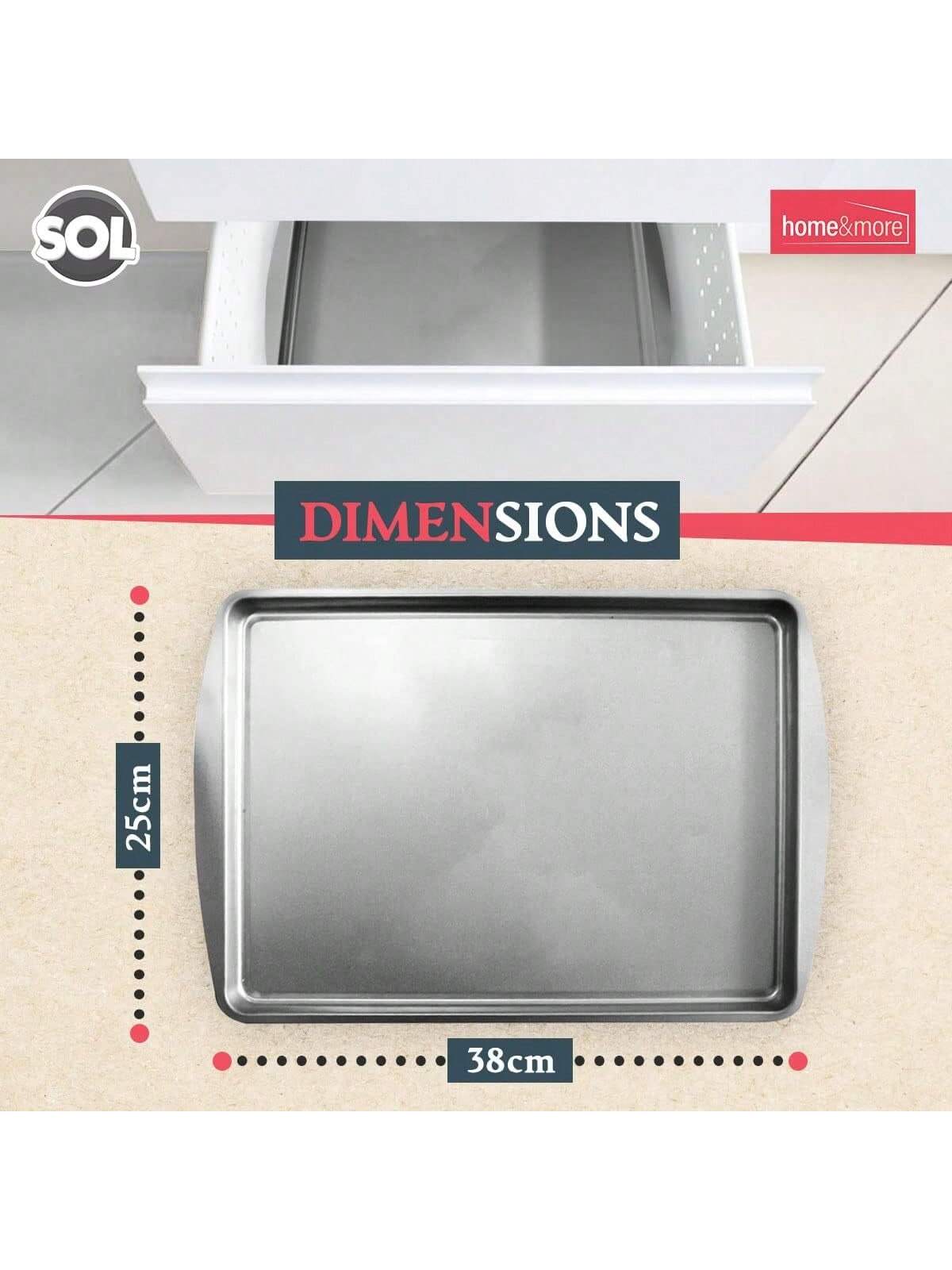 SOL 2pk Everyday Oven Tray – 38x25cm Non-Stick Stainless Steel Roasting And Baking Trays – Heavy-Duty Cookware For Everyday Meals – Dishwasher – Oven And Freezer Friendly