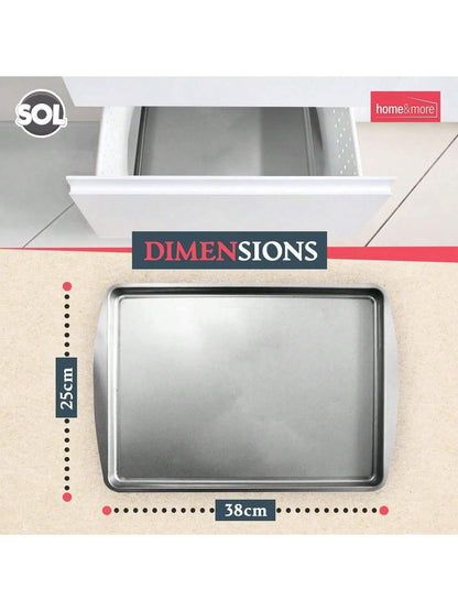 SOL 2pk Everyday Oven Tray – 38x25cm Non-Stick Stainless Steel Roasting And Baking Trays – Heavy-Duty Cookware For Everyday Meals – Dishwasher – Oven And Freezer Friendly