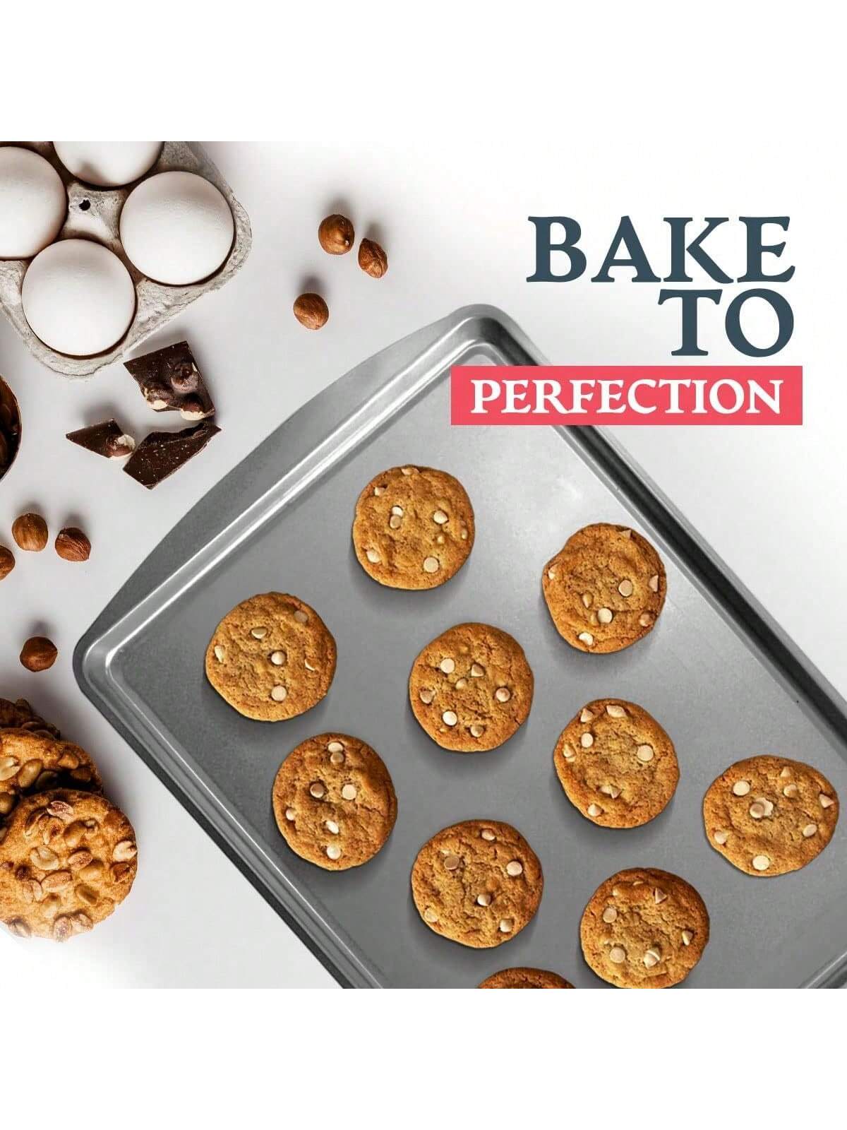 SOL 2pk Everyday Oven Tray – 38x25cm Non-Stick Stainless Steel Roasting And Baking Trays – Heavy-Duty Cookware For Everyday Meals – Dishwasher – Oven And Freezer Friendly